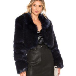 Navy Faux Fur Jacket brand:supedown